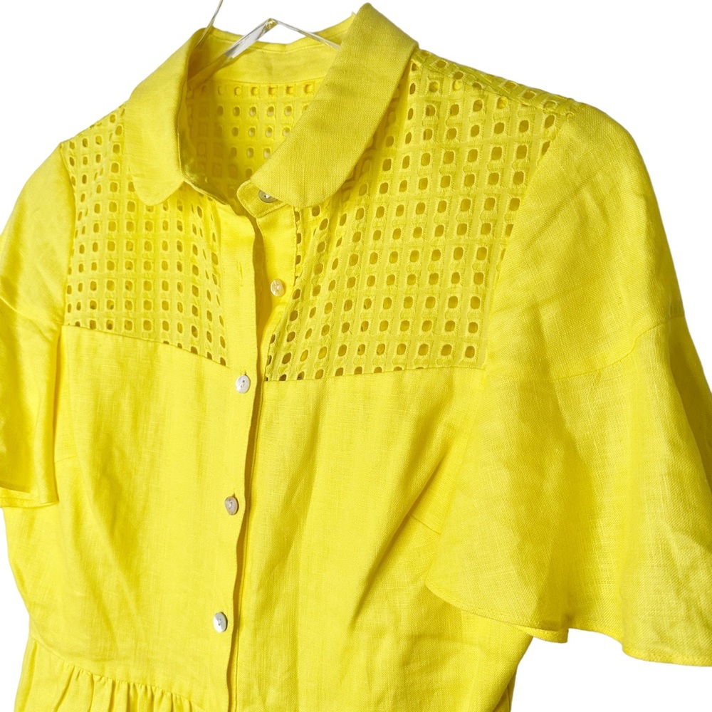 Belle Badgley Mischka Dailey Eyelet Linen Shirt Dress in Yellow
Size 4 - Picture 4 of 10